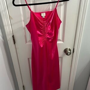Elegant Pink Satin Dress Midi A New Day size small